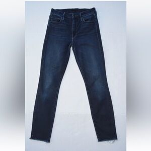 Mother Sz 25 Dark Wash High Waisted Looker Ankle Fray Denim Jeans
